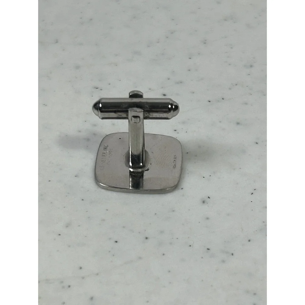 Vintage NS Meyer Inc New York Sterling Silver Square Cufflinks & Initial J Pair